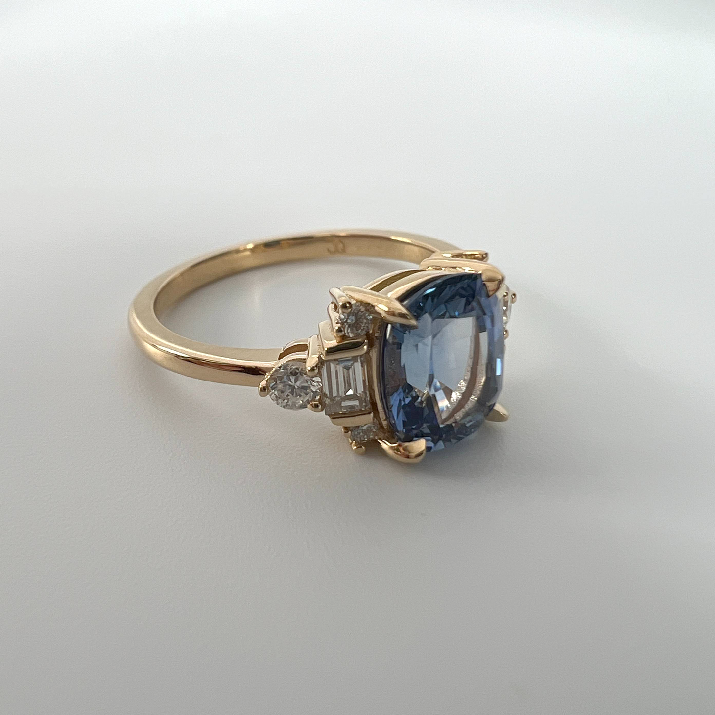 One of a Kind Blue Sapphire and Diamond Cluster Ring