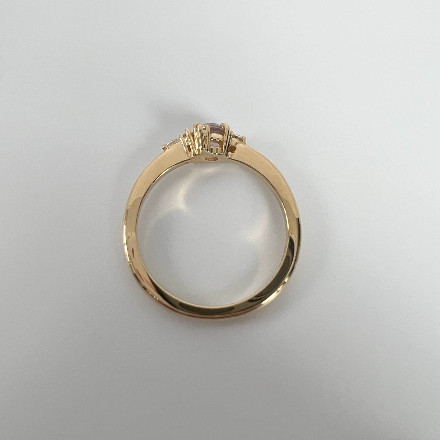 Light Peachy-Pink Sapphire and Diamond Asymmetric Ring