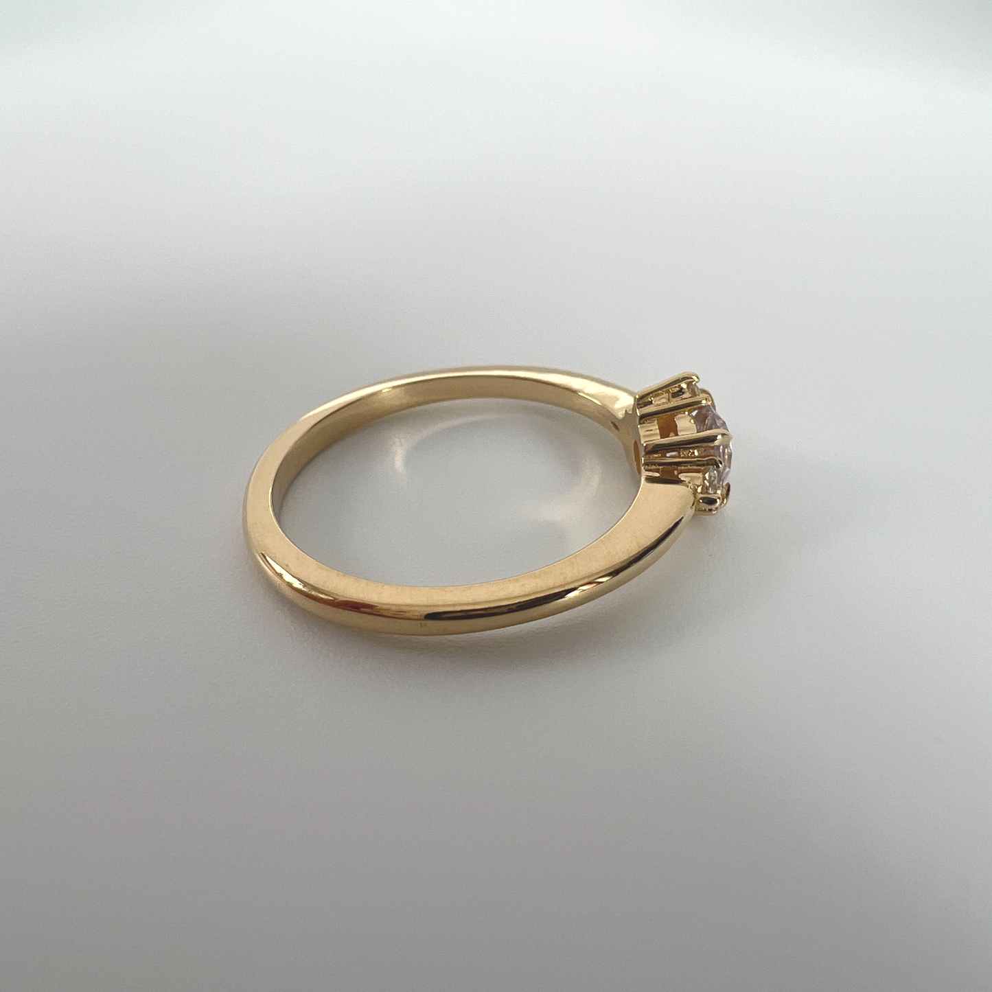 Light Peachy-Pink Sapphire and Diamond Asymmetric Ring