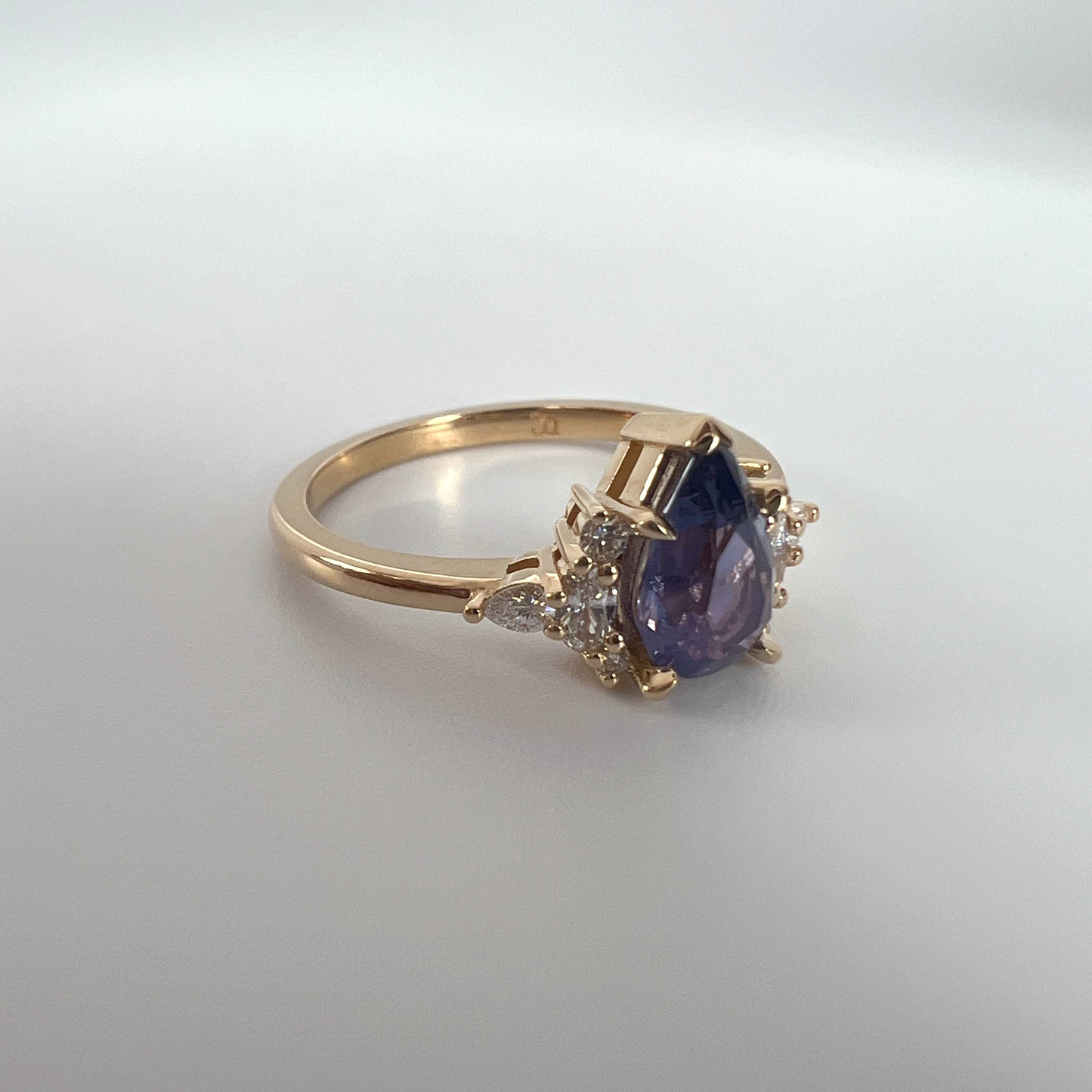 One of a Kind Violet Sapphire and Diamond Cluster Ring