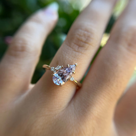 One of a Kind Lavender Pear-Shape Sapphire and Diamond Ring