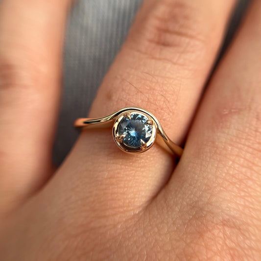 One of a Kind Round Blue Sapphire Solitaire