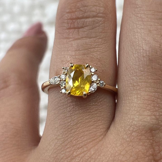 Bague Asymétrique Unique Jaune Opalescent