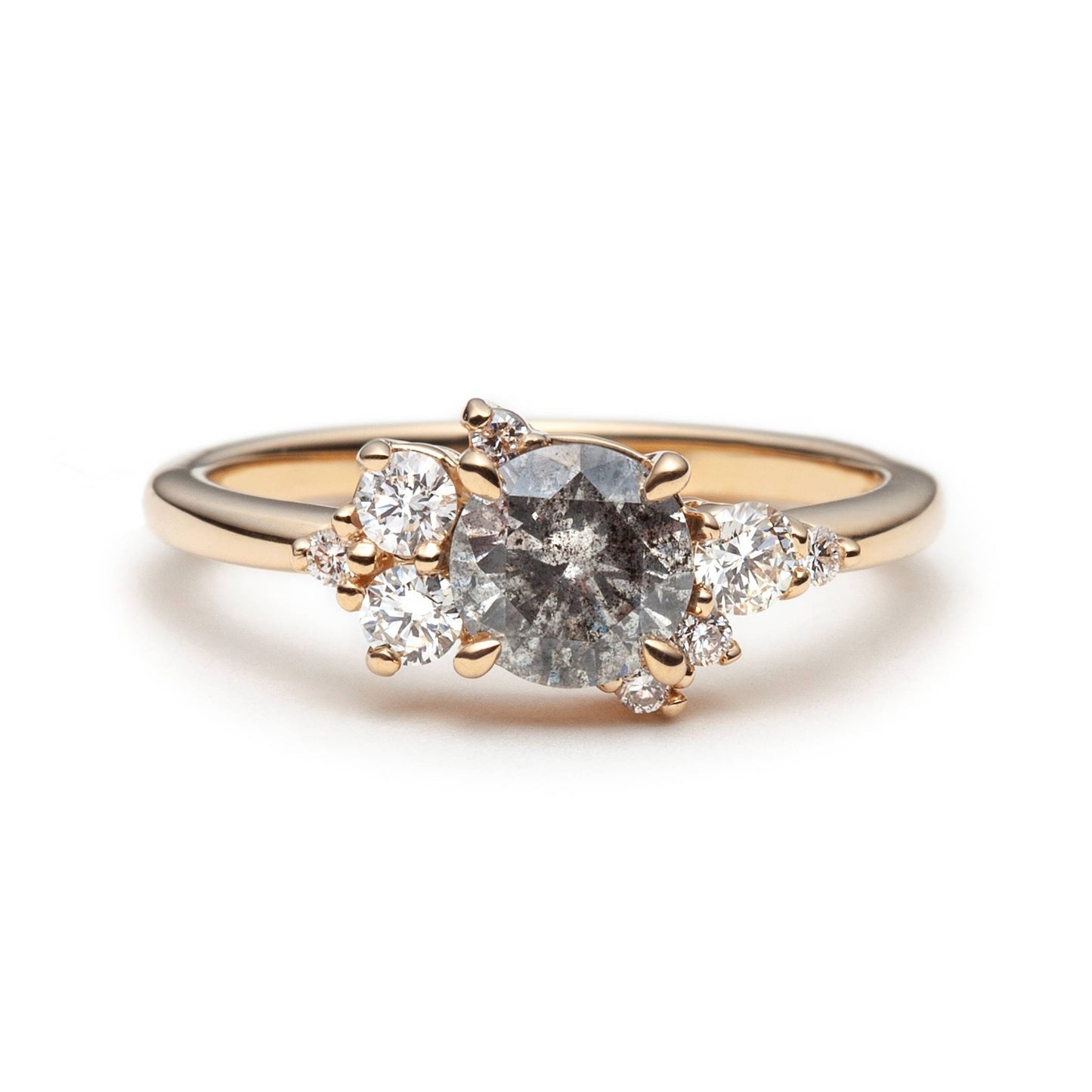 Bague asymétrique diamant poivre et sel