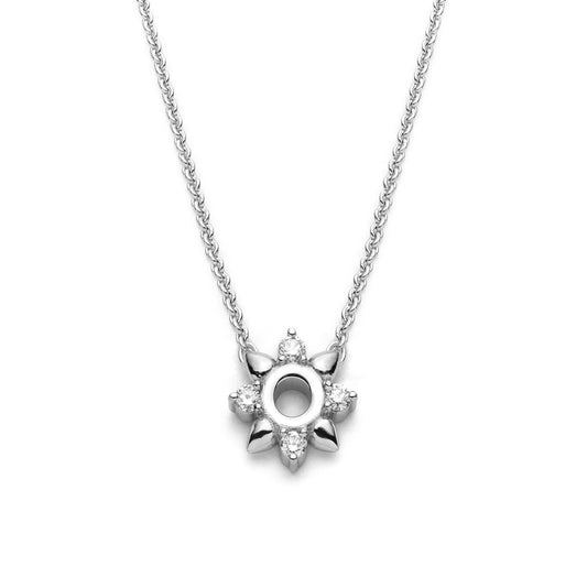 Delicate spiked flower diamond necklace