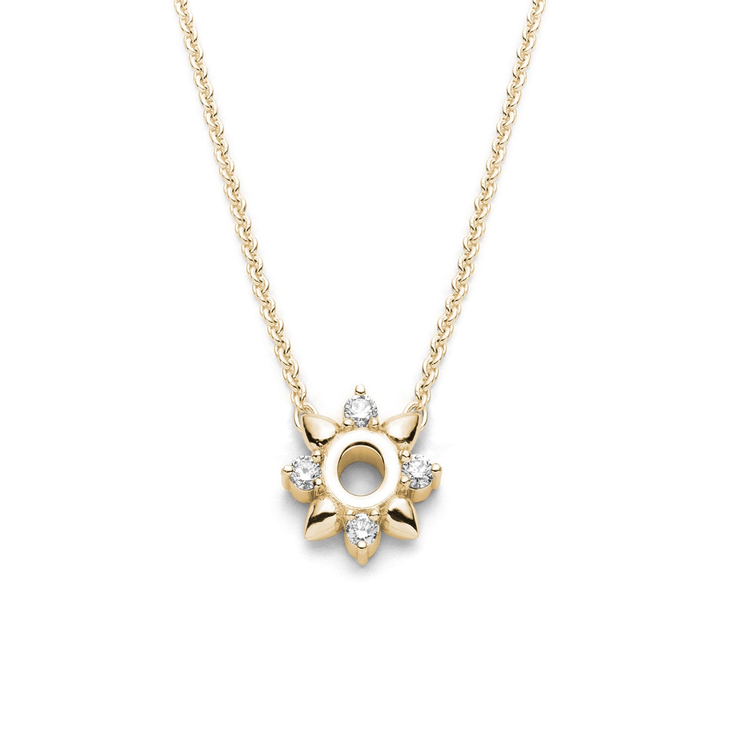Delicate spiked flower diamond necklace