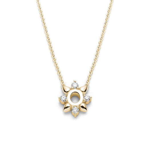 Delicate spiked flower diamond necklace