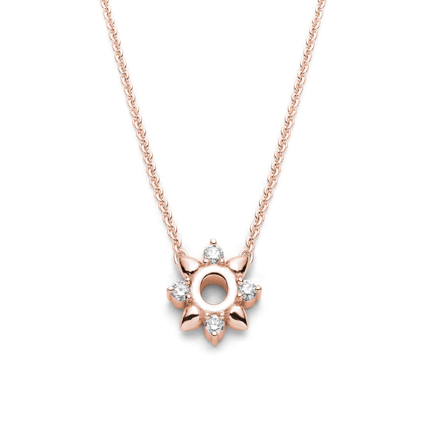 Delicate spiked flower diamond necklace