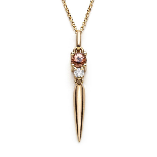 Spiked dangling natural zircon and diamond pendant