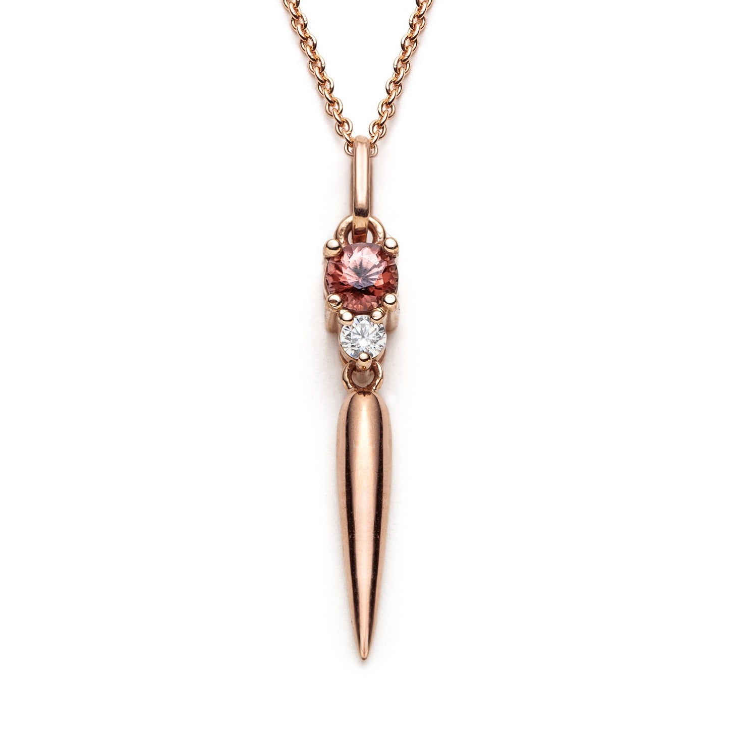 Spiked dangling natural zircon and diamond pendant