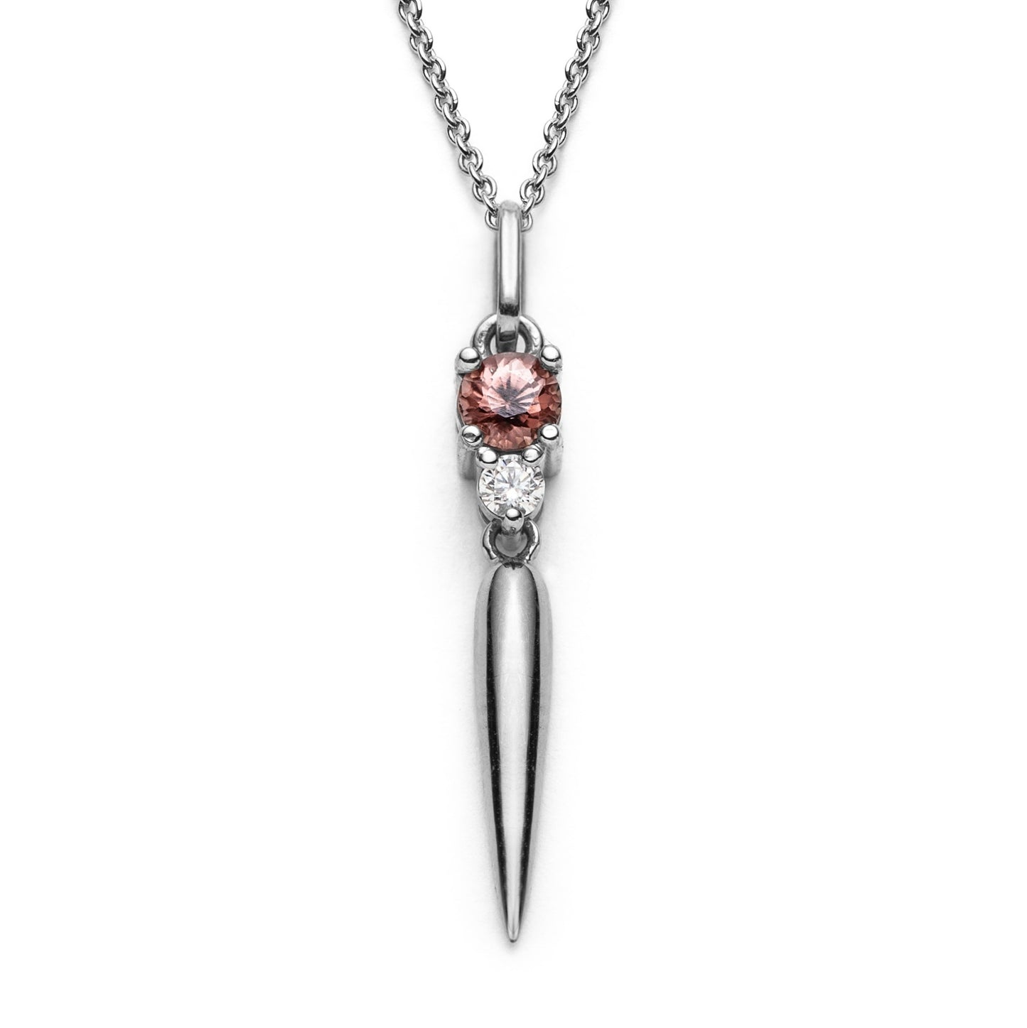 Spiked dangling natural zircon and diamond pendant