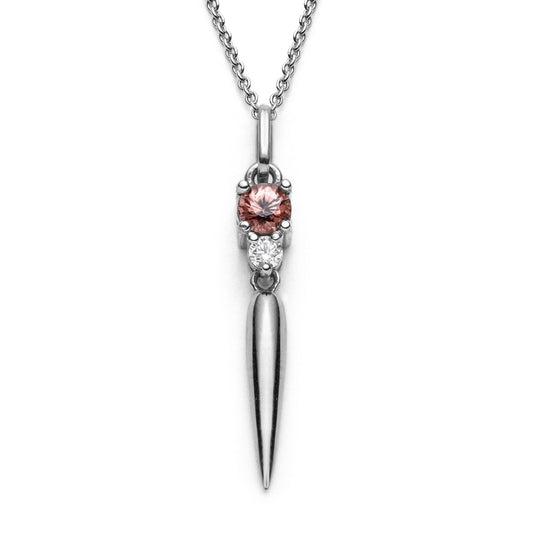Spiked dangling natural zircon and diamond pendant