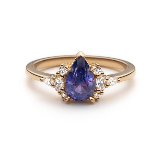 One of a Kind Violet Sapphire and Diamond Cluster Ring