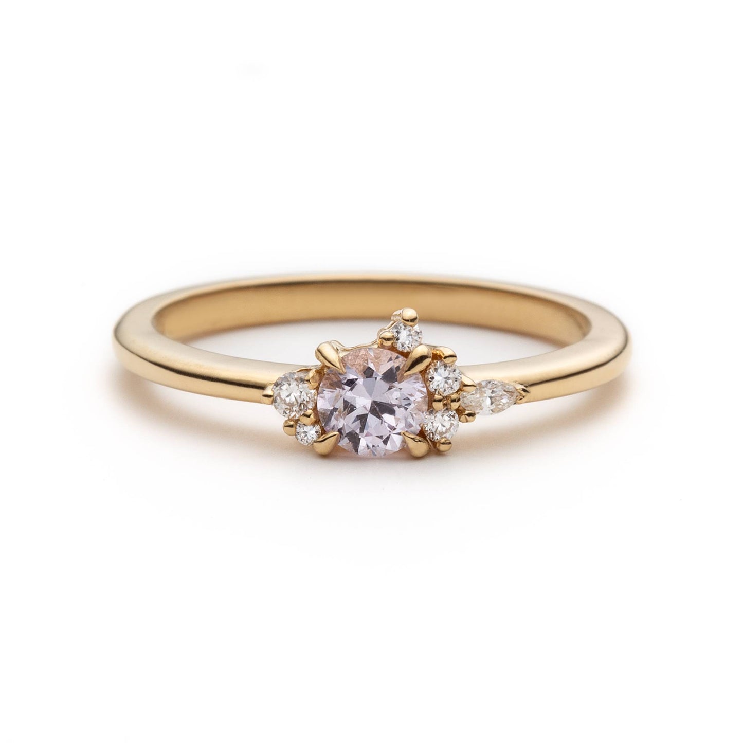 One of a Kind Light Pink Sapphire and Diamond Asymmetric Ring