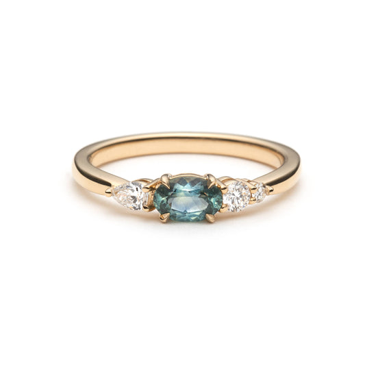 One of a Kind Teal Montana Sapphire & Diamond Ring
