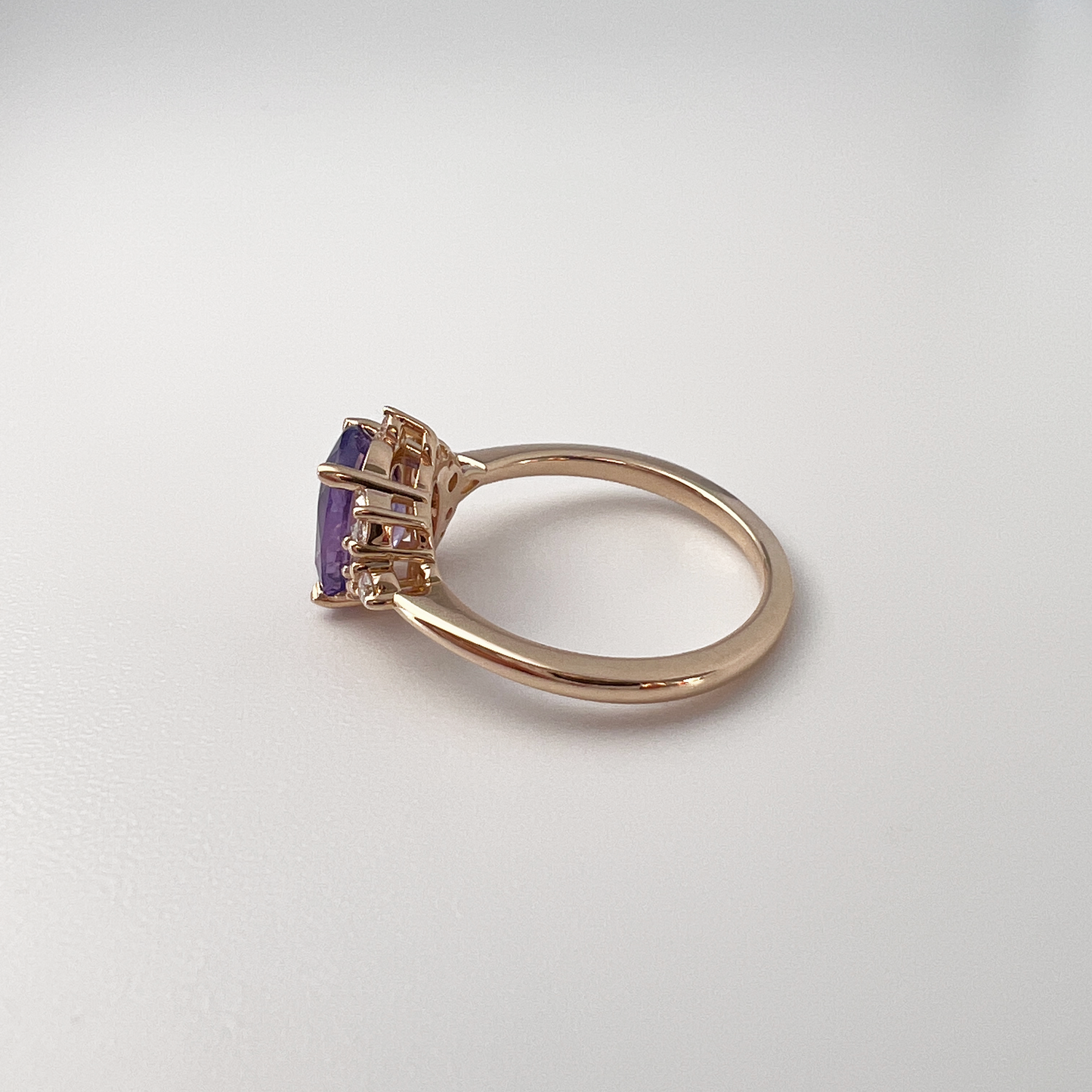 One of a Kind Purple Sapphire and Diamond Asymmetric Ring