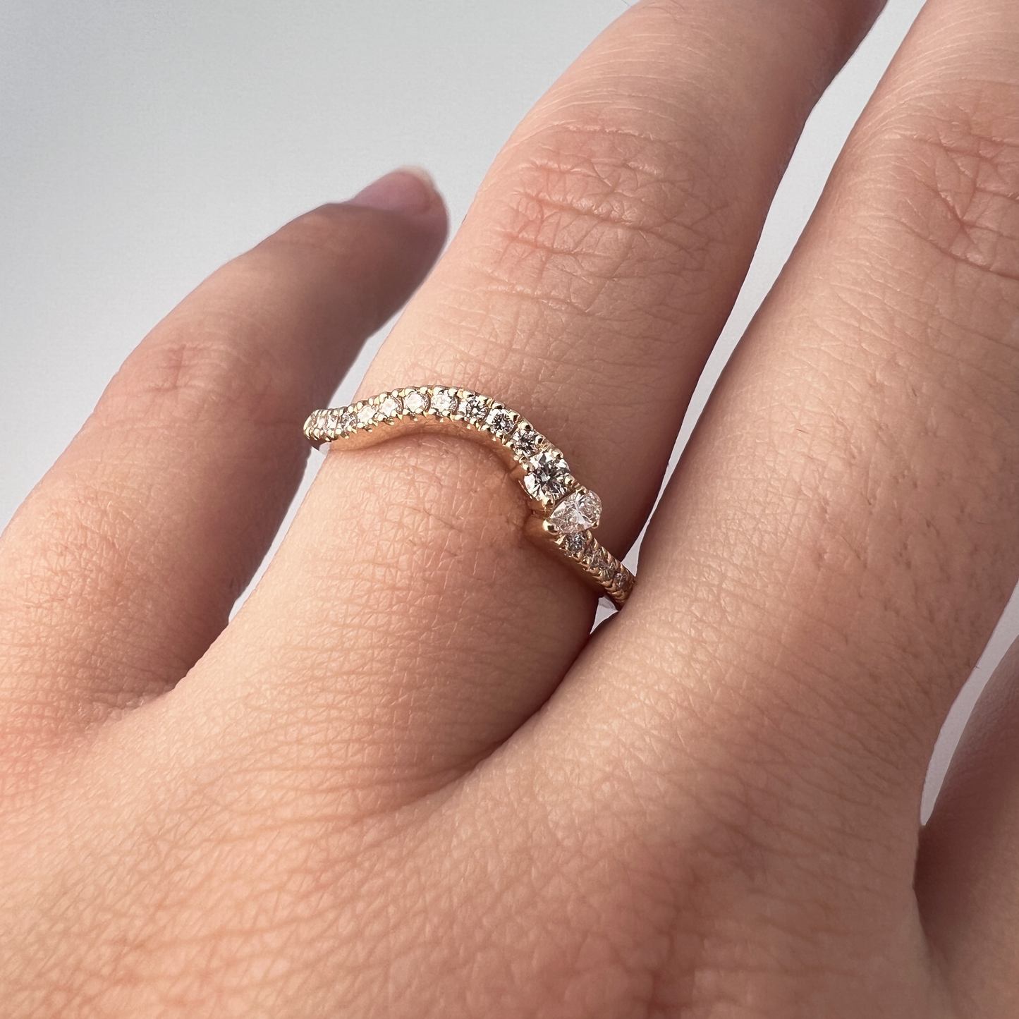 Pear & Round Pavé Asymmetric Band