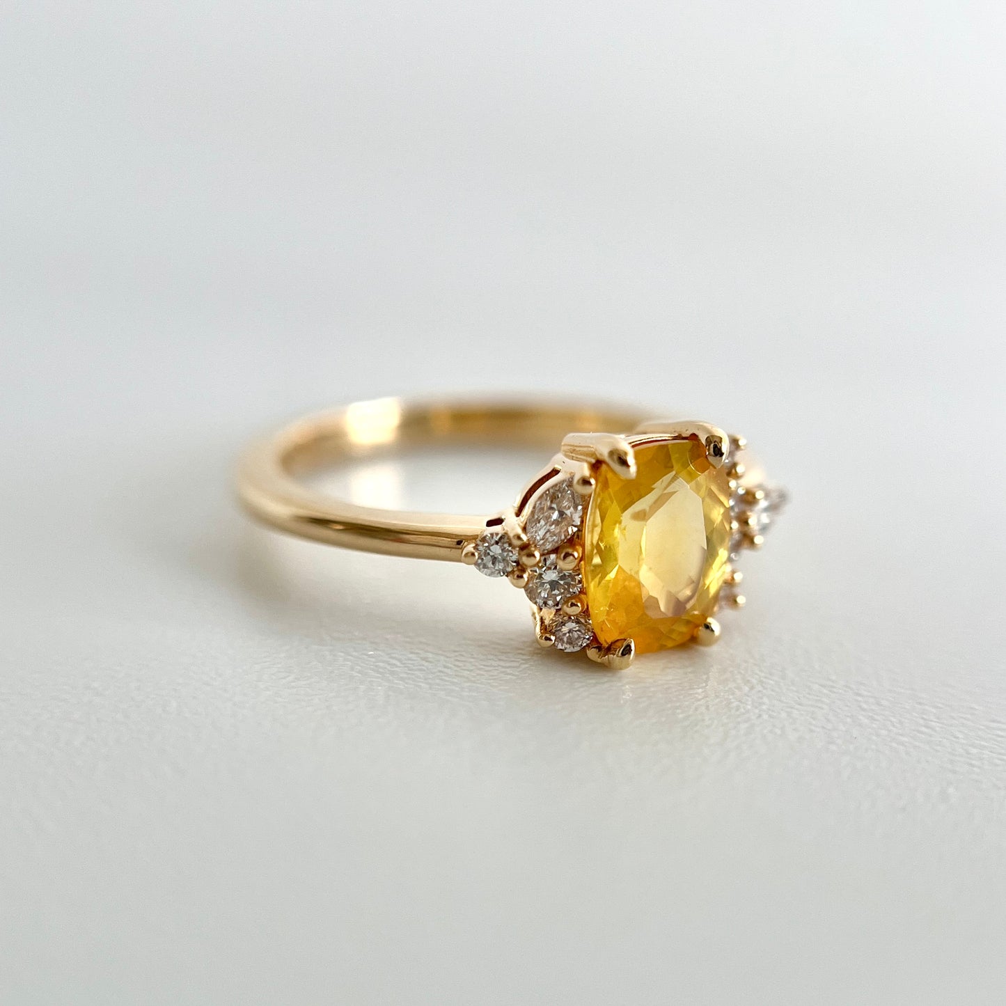 One of a Kind Milky Yellow Asymmetric Ring