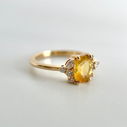 One of a Kind Milky Yellow Asymmetric Ring
