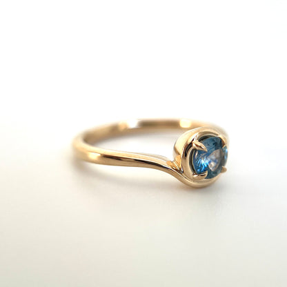One of a Kind Round Blue Sapphire Solitaire
