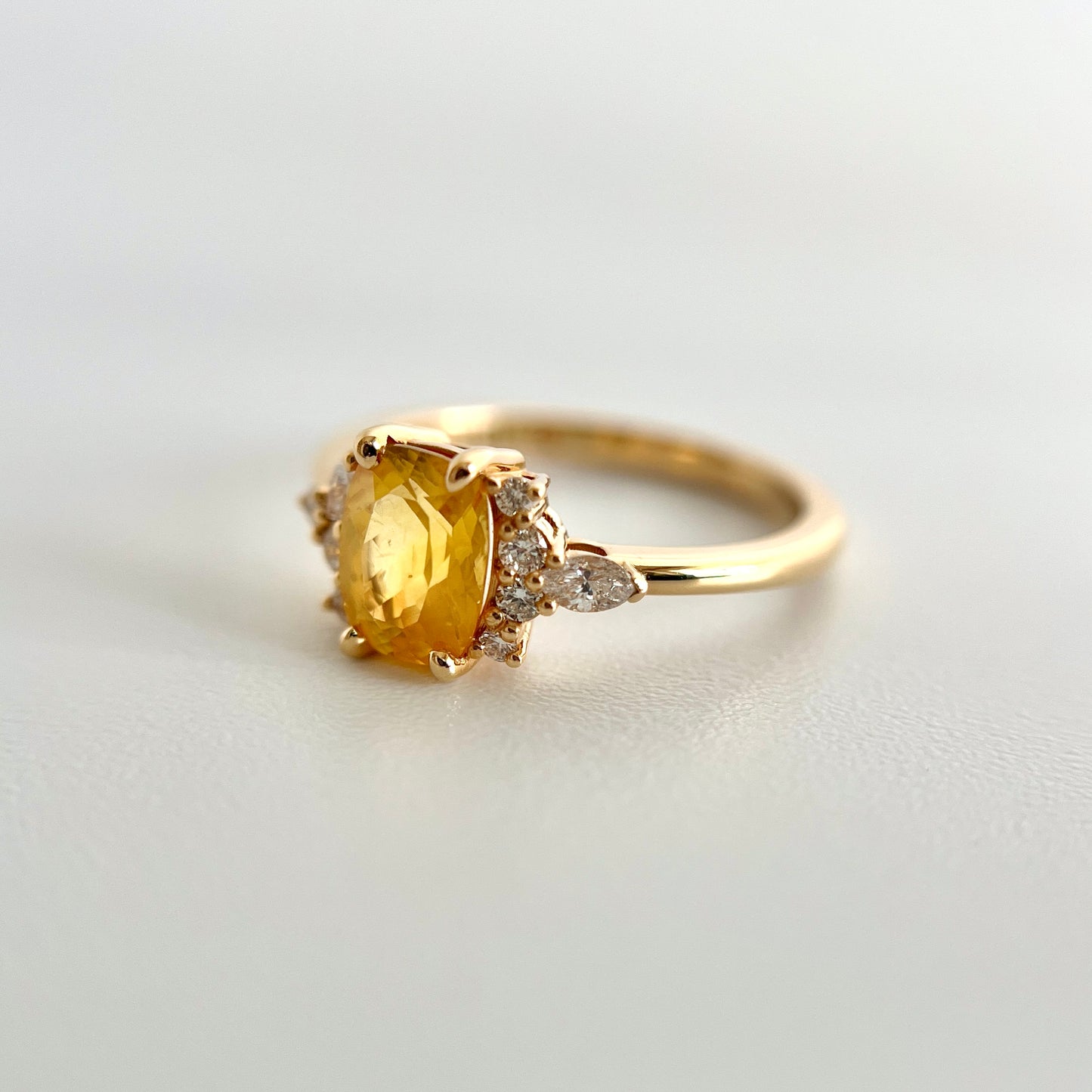 One of a Kind Milky Yellow Asymmetric Ring