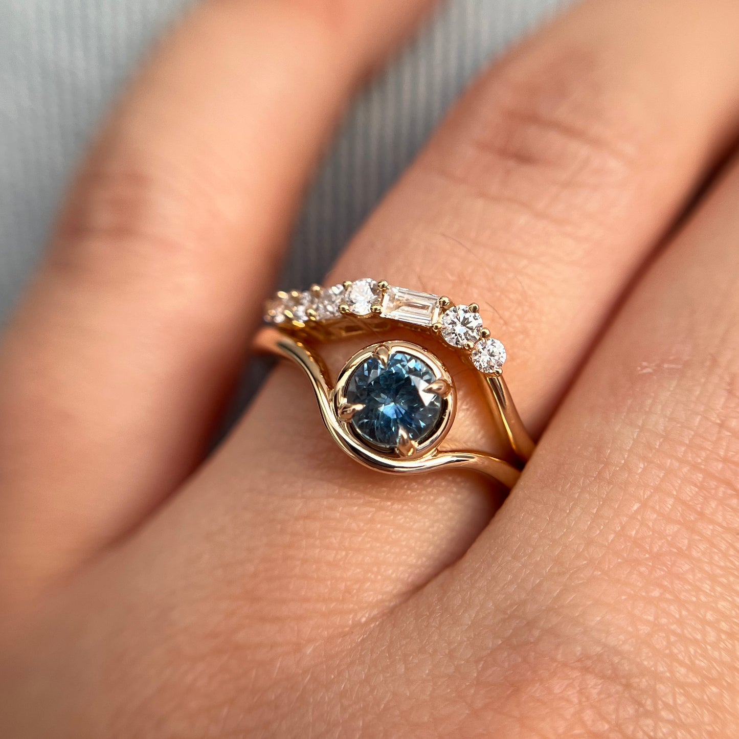 One of a Kind Round Blue Sapphire Solitaire