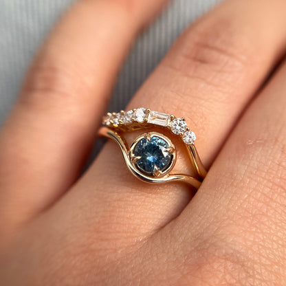 One of a Kind Round Blue Sapphire Solitaire