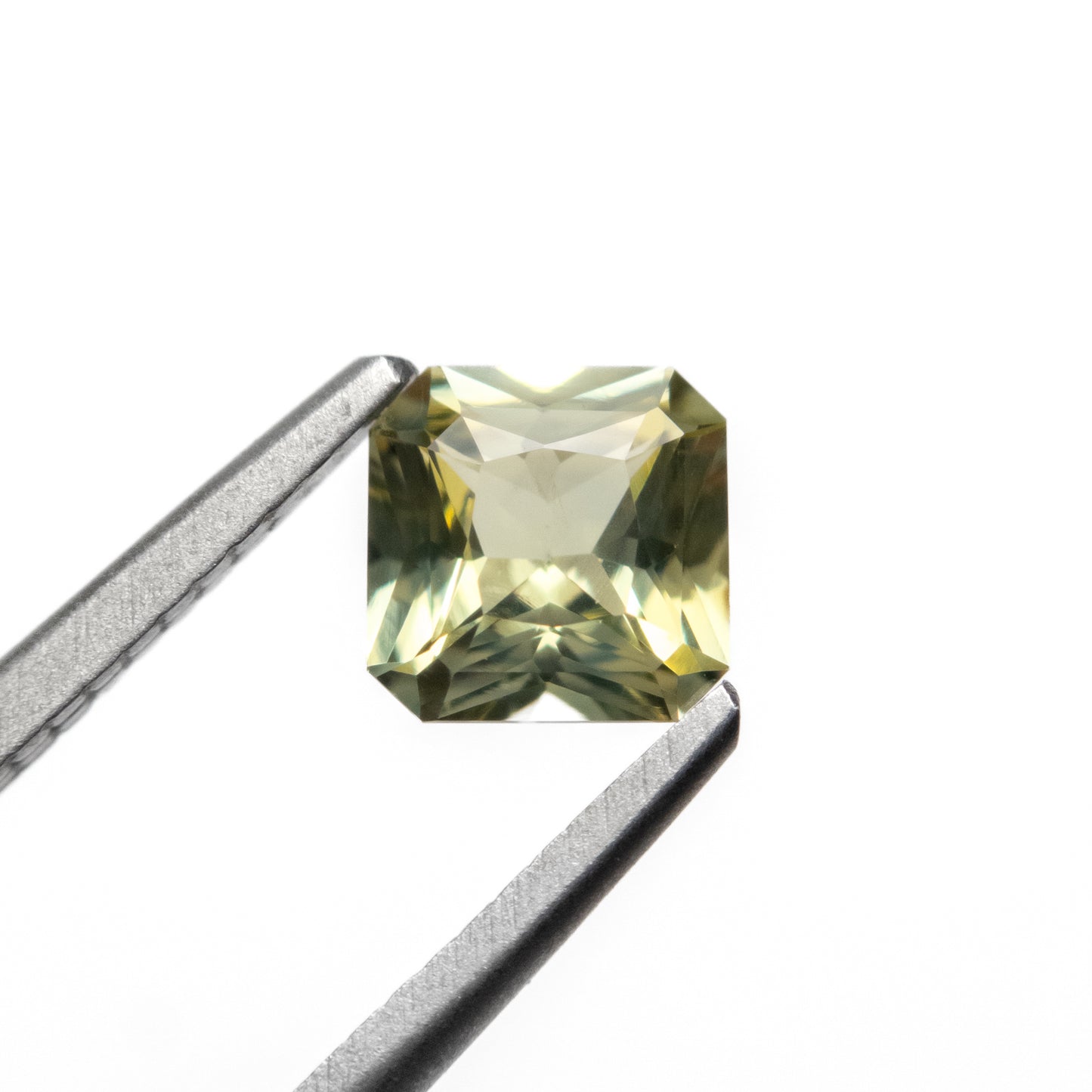 0.82ct Square Radiant Light Green Sapphire from Montana