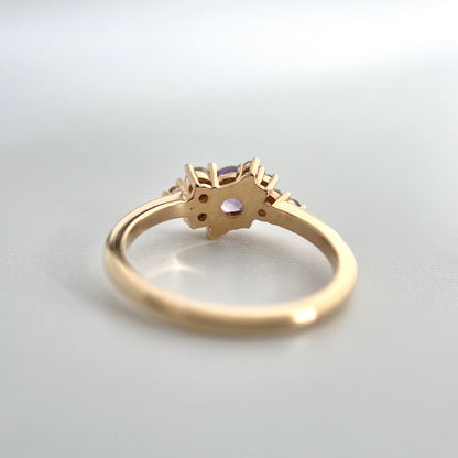 One of a Kind Purple Sapphire and Diamond Asymmetrical Cluster Ring