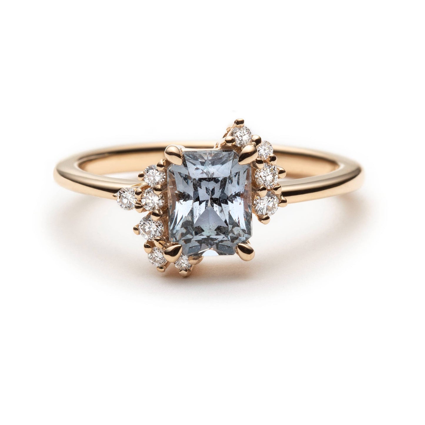 One of a Kind Gray Sapphire and Diamond Asymmetric Ring