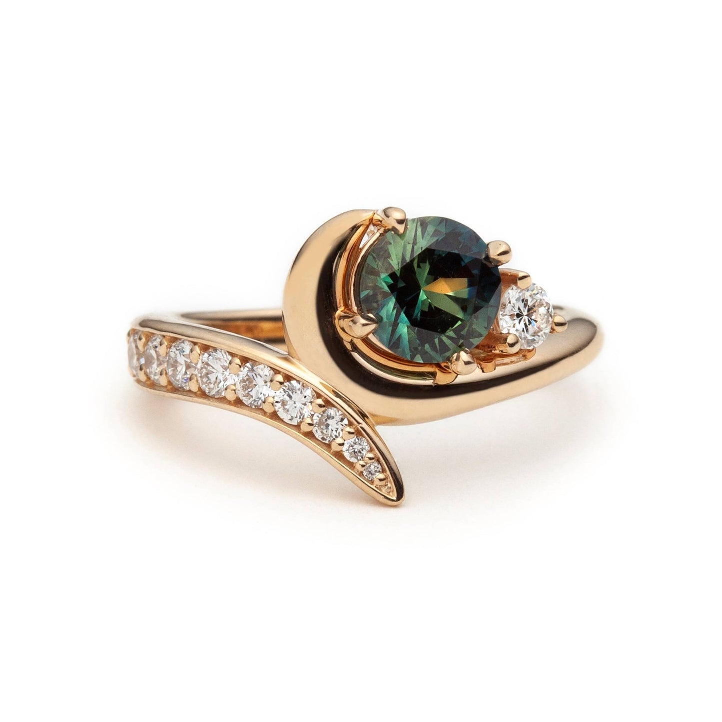 Gold Luxe Sculptural Sapphire and Diamond Ring