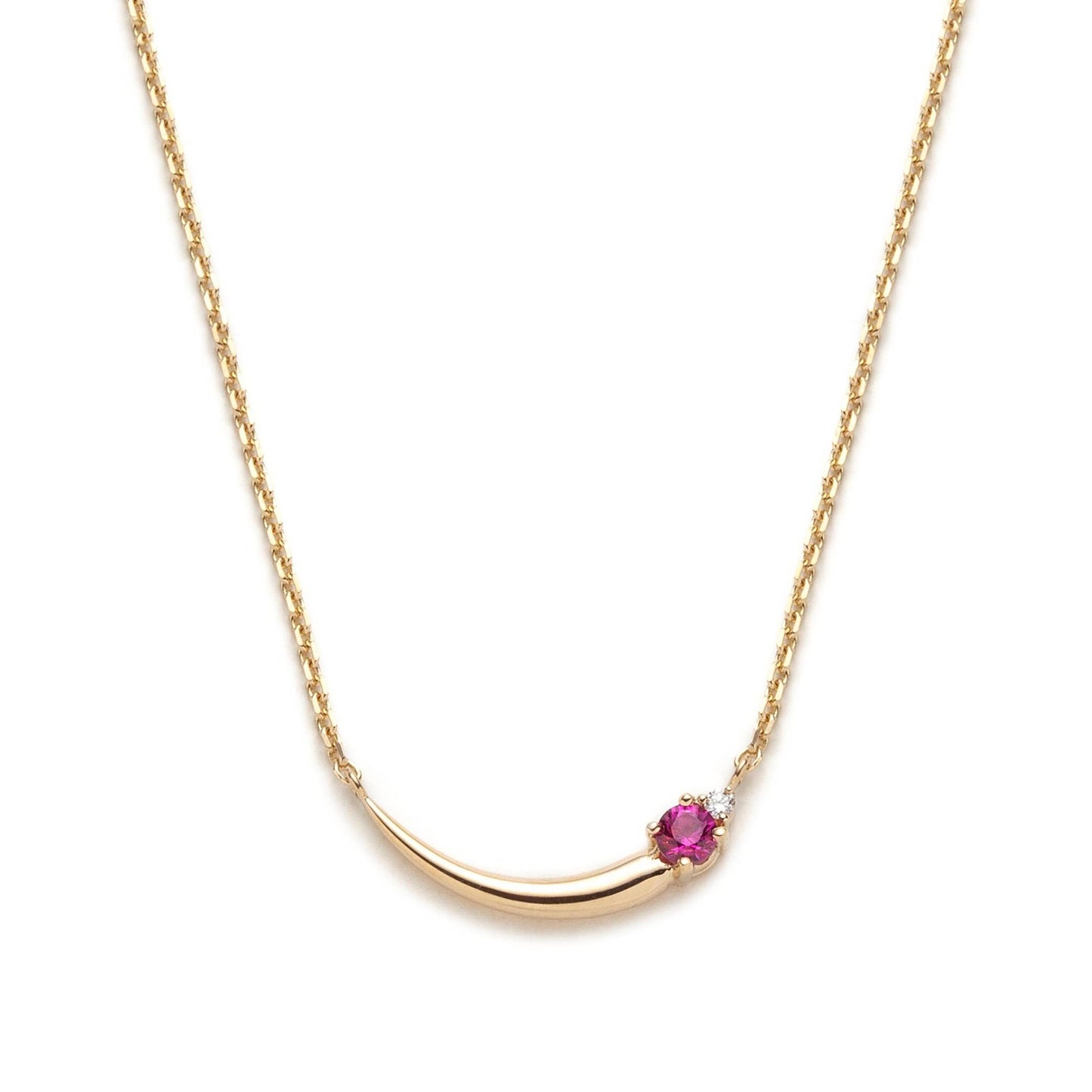 Collier Toi & Moi à Épines, avec Tourmaline Rose et Diamant