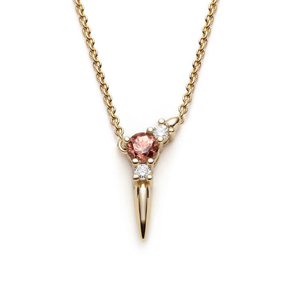 Spiked asymmetric natural zircon and diamond necklace