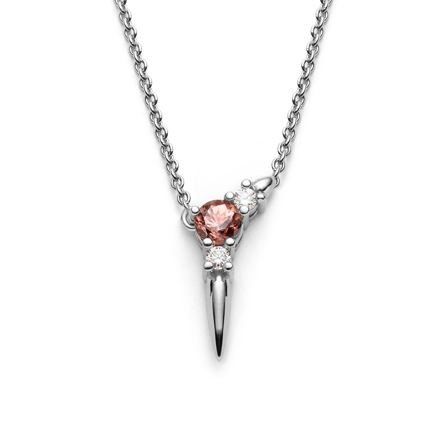 Spiked asymmetric natural zircon and diamond necklace