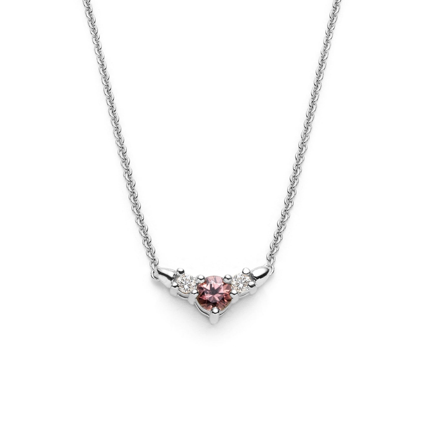 Spiked trinity diamond and natural zircon necklace