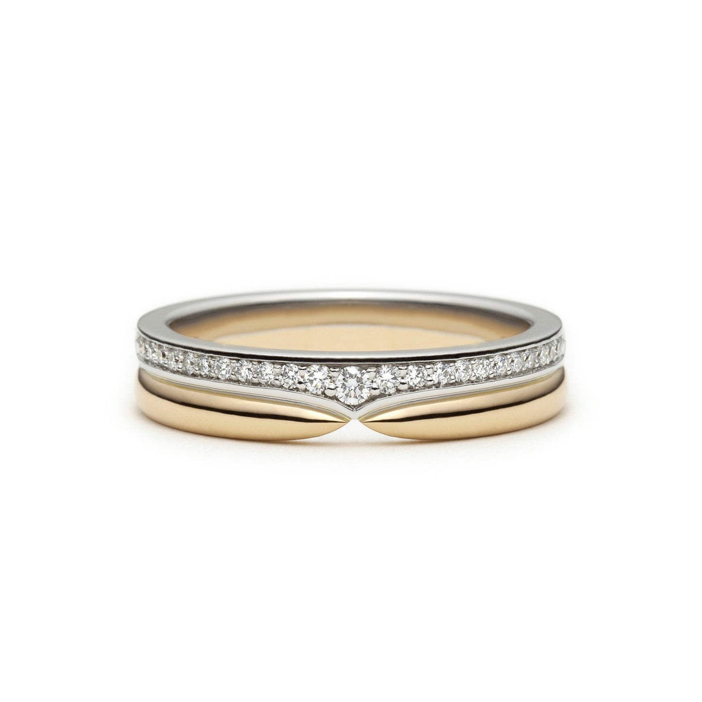 Pinched spiked diamond wedding band