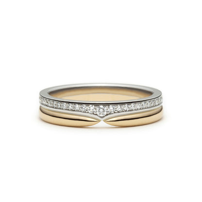 Pinched spiked diamond wedding band