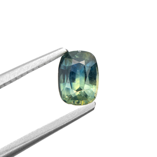 1.02ct Cushion-Cut Parti Teal-Blue Sapphire from Madagascar
