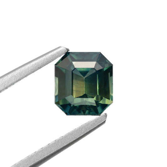 1.54ct Emerald Cut Blue to Green Parti Sapphire from Madagascar