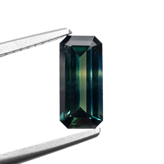 1.29ct Emerald Cut Dark Blue-Green Sapphire from Kenya