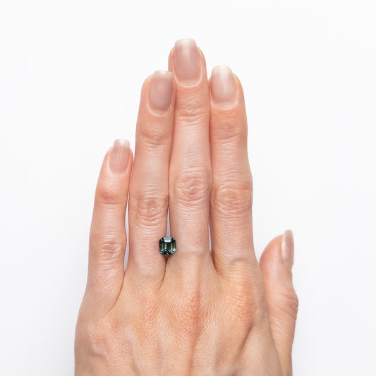 1.54ct Emerald Cut Blue to Green Parti Sapphire from Madagascar