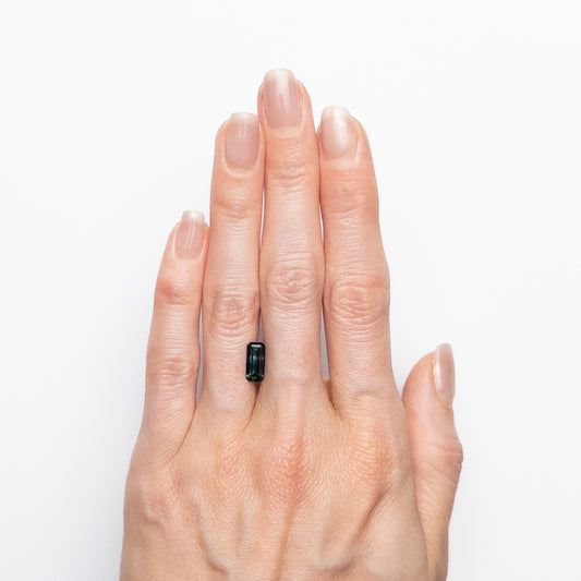 1.29ct Emerald Cut Dark Blue-Green Sapphire from Kenya