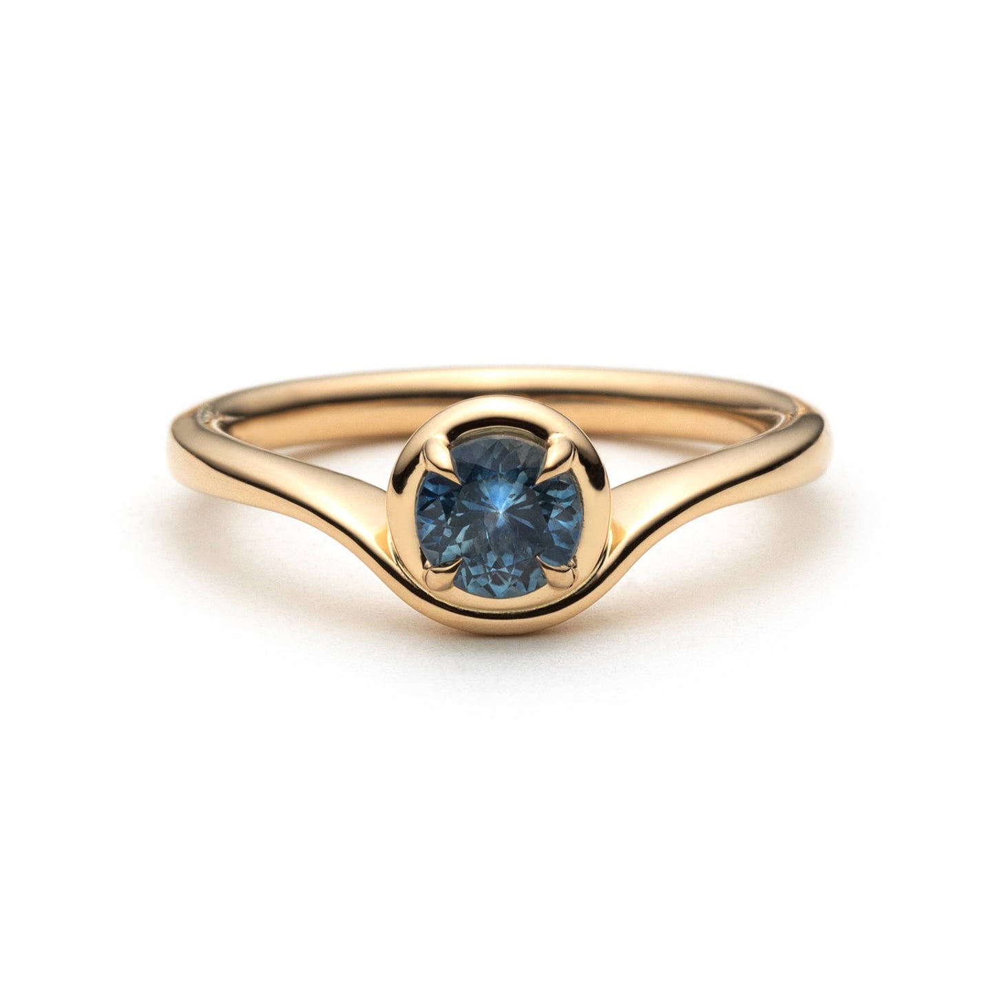 One of a Kind Round Blue Sapphire Solitaire