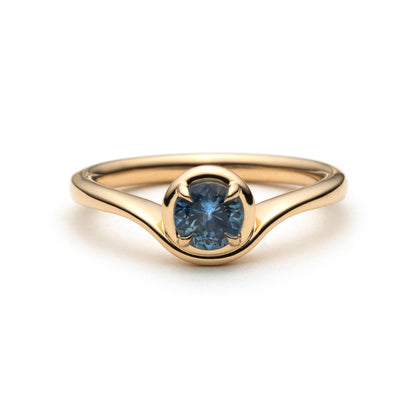 One of a Kind Round Blue Sapphire Solitaire