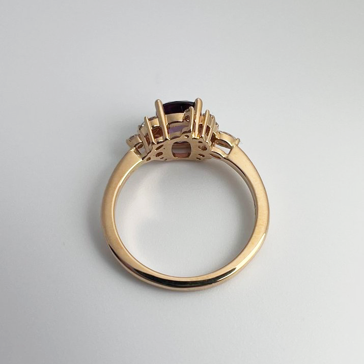 One of a Kind Purple Sapphire and Diamond Asymmetric Ring