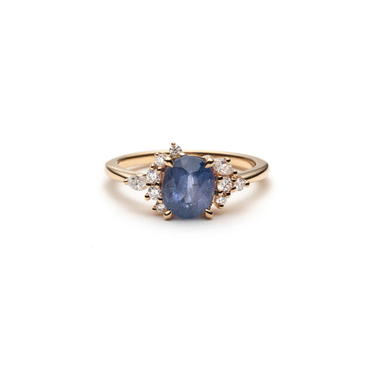 One of a Kind Violet Sapphire and Diamond Asymmetric Ring