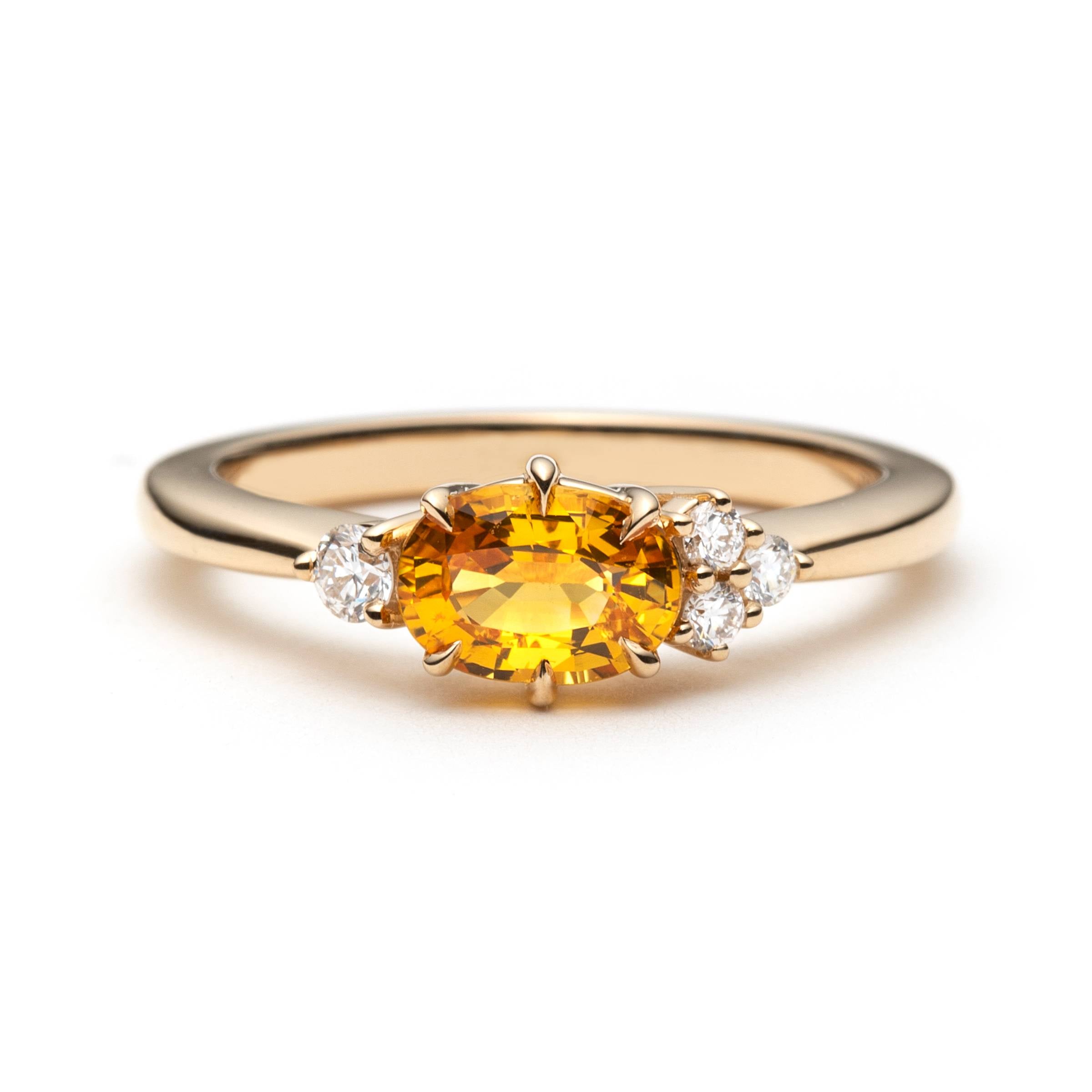 Oval Yellow Sri Lankan Sapphire & Diamond Ring | Justine Quintal
