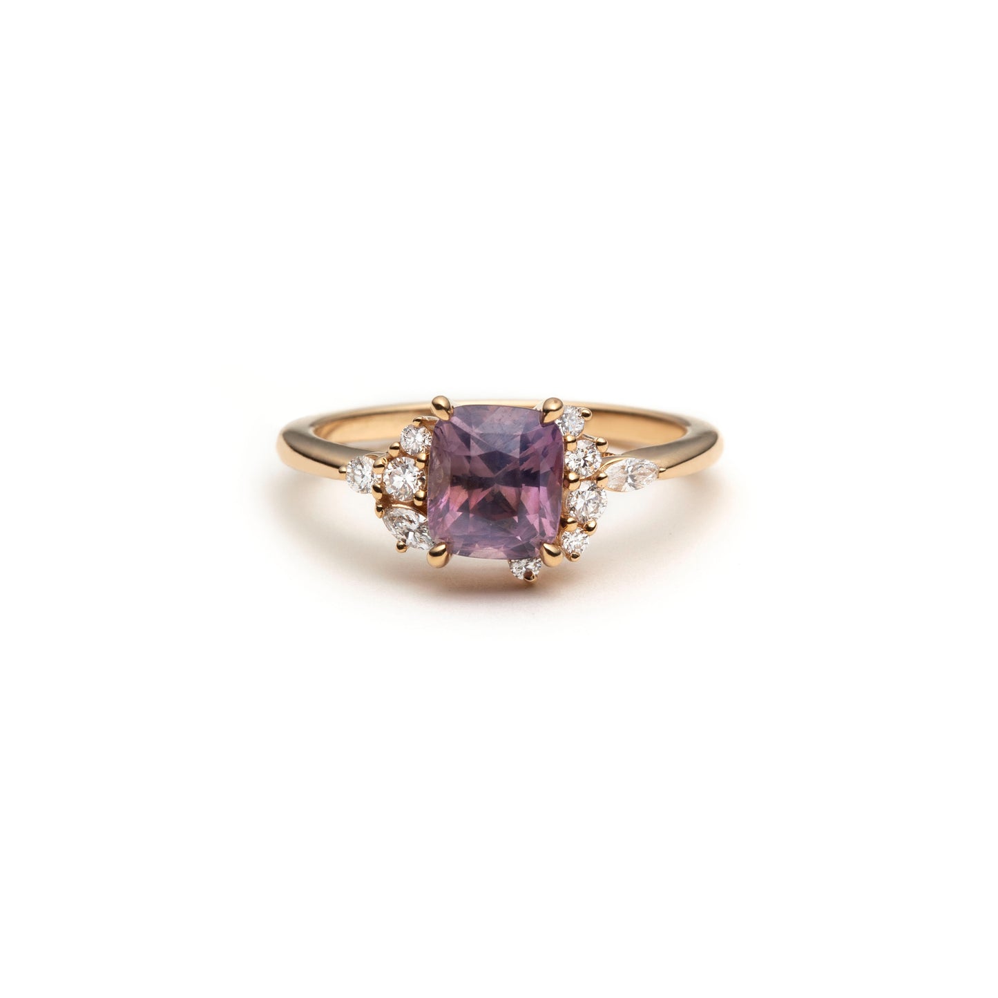 One of a Kind Purple Sapphire and Diamond Asymmetric Ring