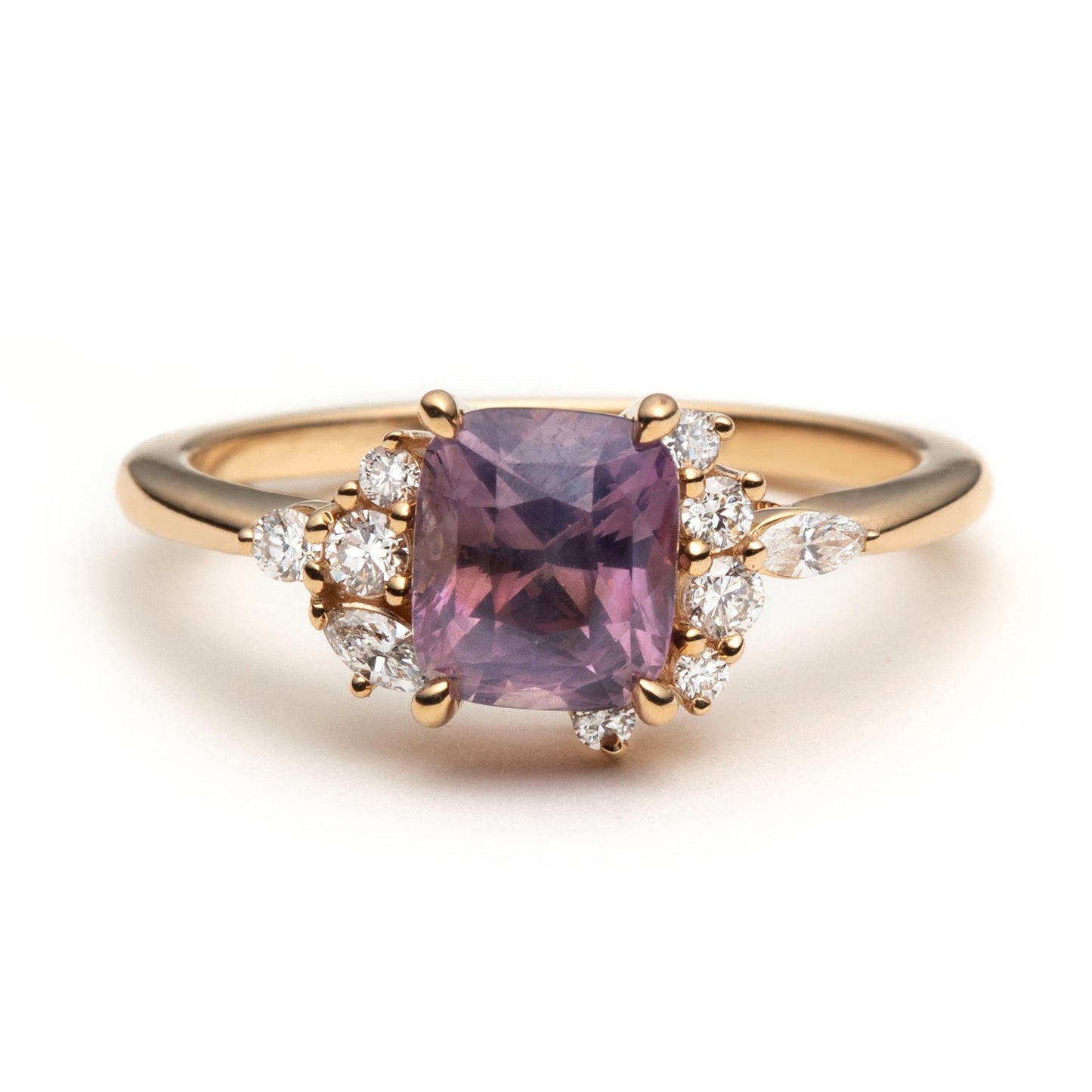 One of a Kind Purple Sapphire and Diamond Asymmetric Ring