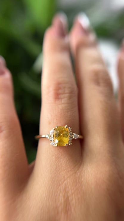 One of a Kind Milky Yellow Asymmetric Ring